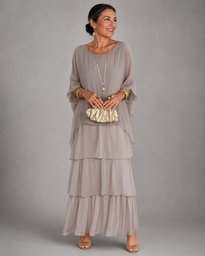 Lara | Women's Round Neck Maxi Dress with Pockets
