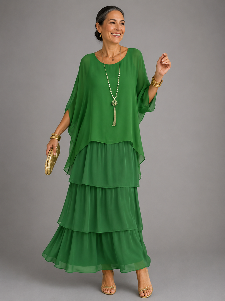 Lara | Women's Round Neck Maxi Dress with Pockets