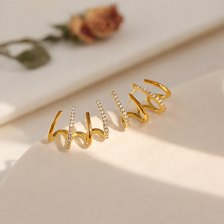 Zirconia-Studded Claw Earrings
