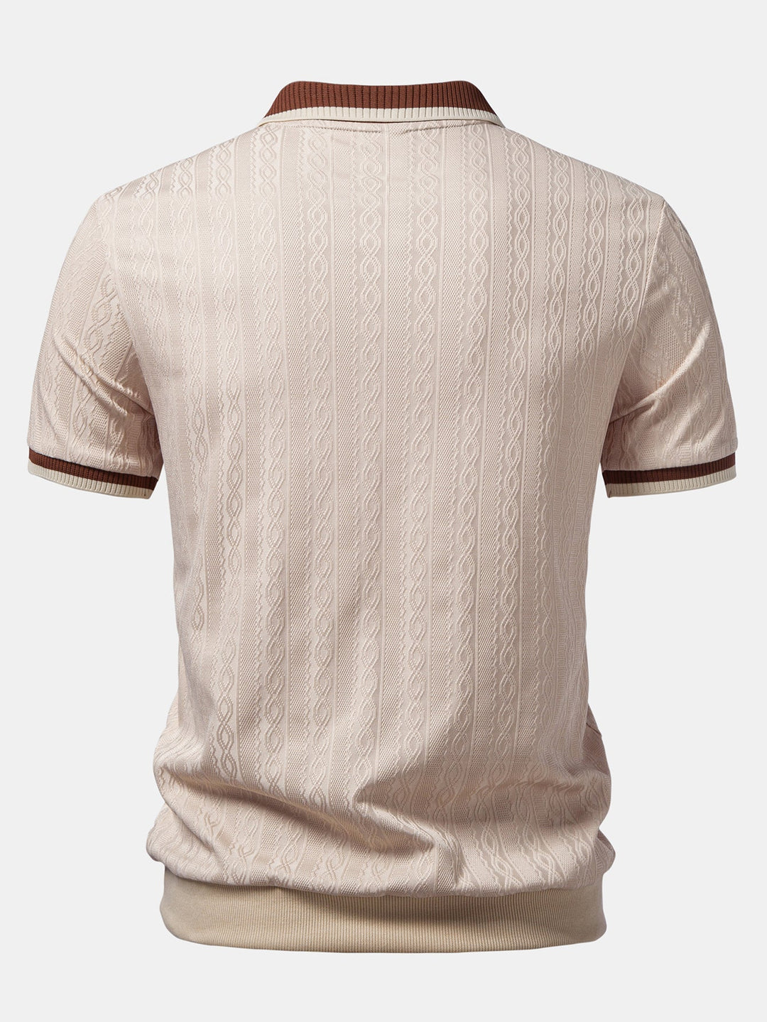 Textured Knit Polo with Contrast Trim and Zipper