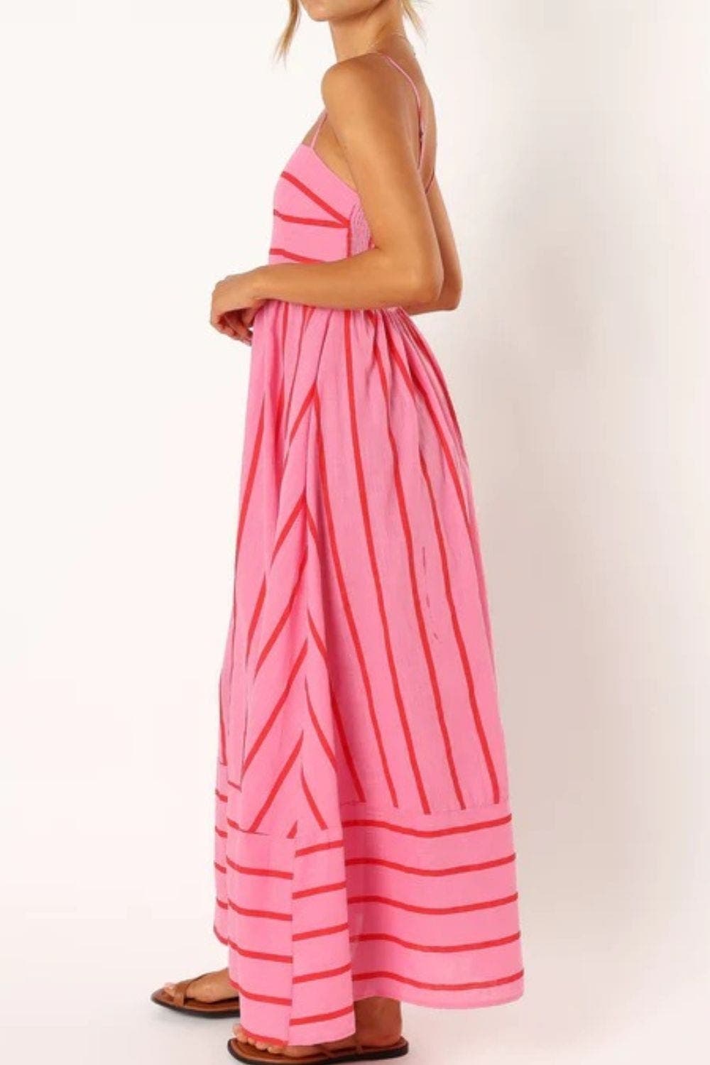 Women's Square Neck Sleeveless Striped Maxi Dress