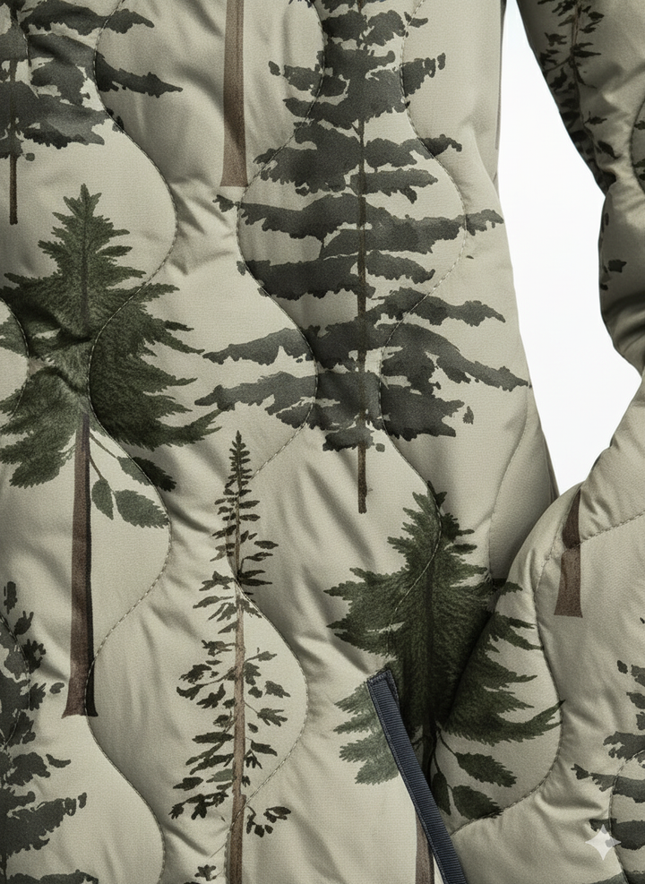 Women's Forest Pine Print Quilted Jacket