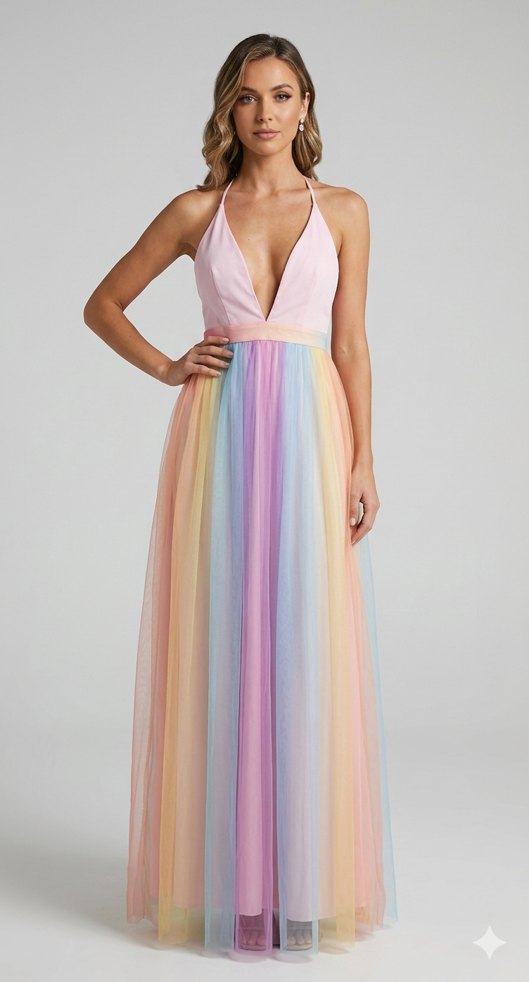 Women's Halter V-Neck Maxi Dress