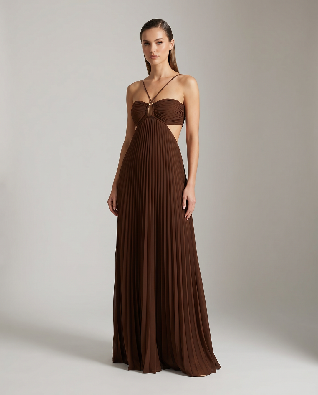 Women's Sleeveless Maxi Dress with Cut-Out