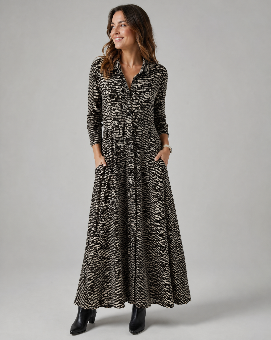 Women's Long Sleeve Maxi Dress with Pockets