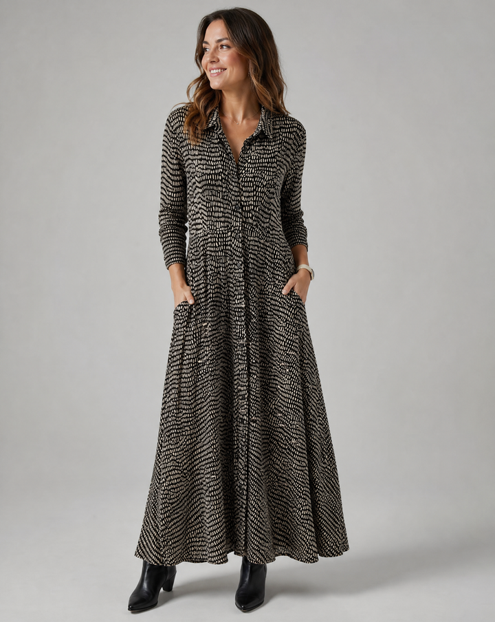 Women's Long Sleeve Maxi Dress with Pockets