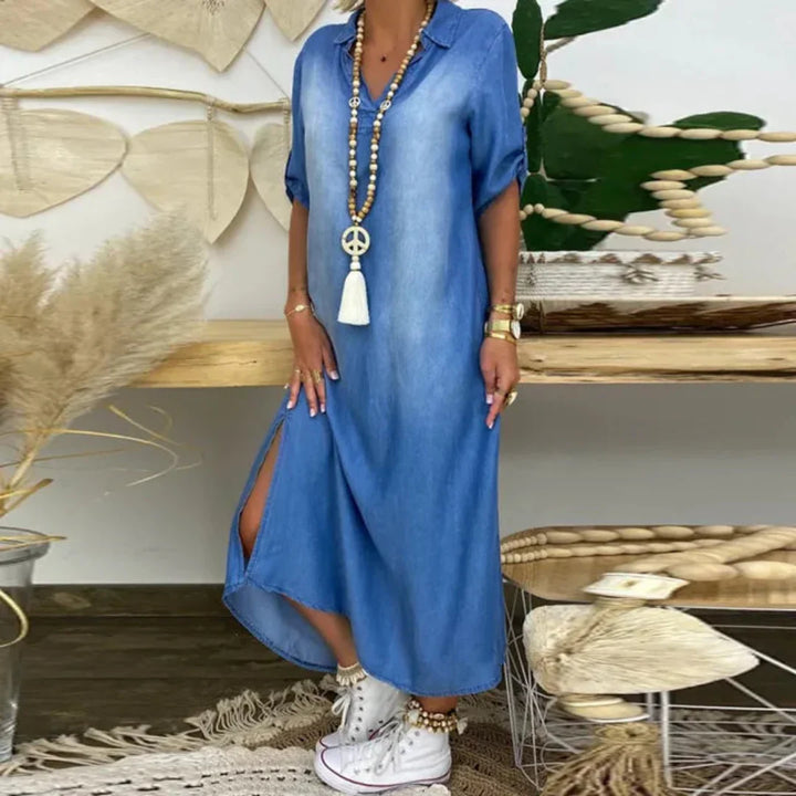 Ilse™ - Summer V-Neck Half Denim Dress