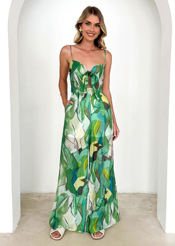 Isadora | Women's Sleeveless Cut-Out Jumpsuit with Pockets