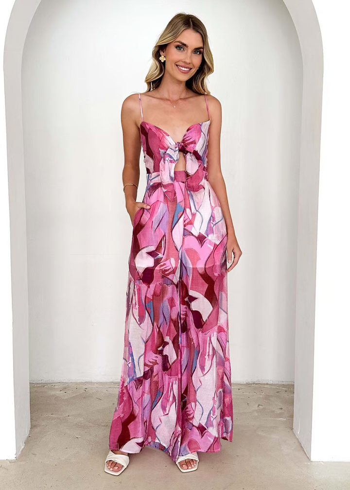 Isadora | Women's Sleeveless Cut-Out Jumpsuit with Pockets