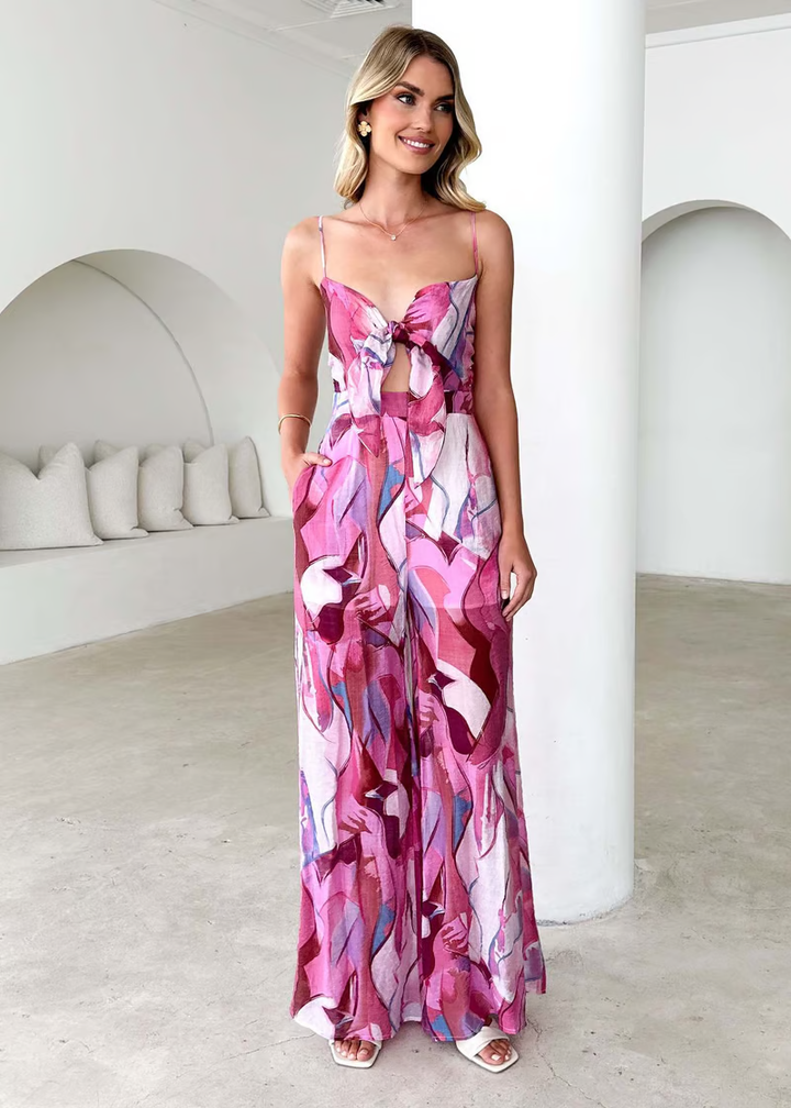 Isadora | Women's Sleeveless Cut-Out Jumpsuit with Pockets