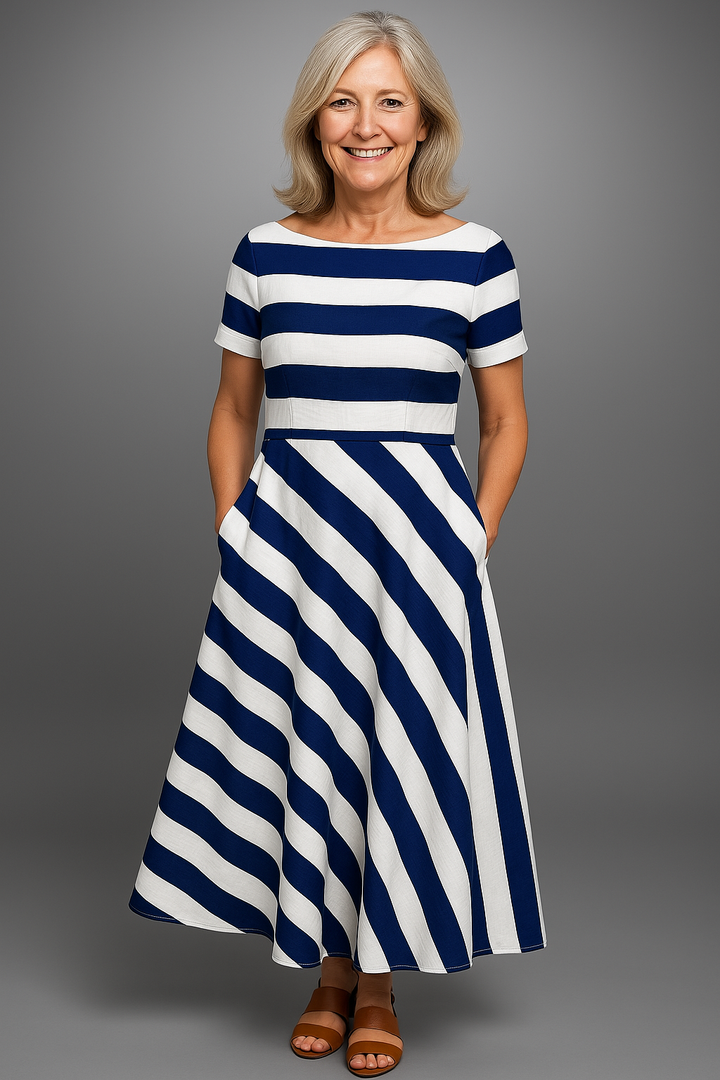 Natalia | Long Stripe Dress, Handmade