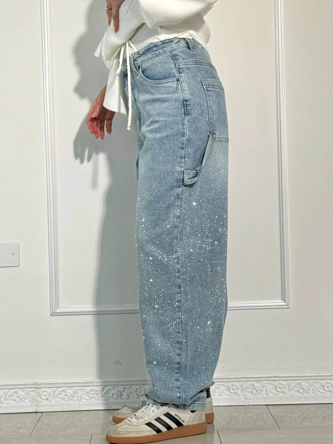 Shiny Carpenter-Style Denim Jeans