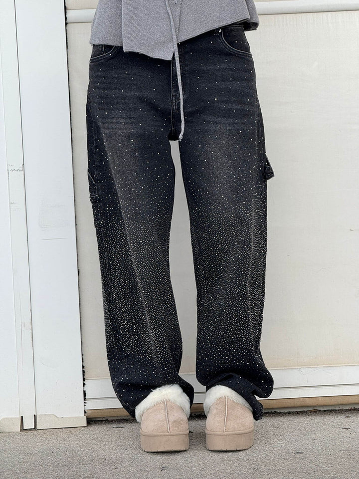 Shiny Carpenter-Style Denim Jeans