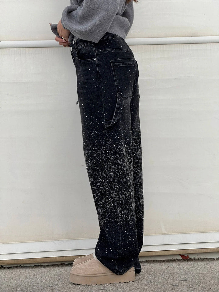 Shiny Carpenter-Style Denim Jeans