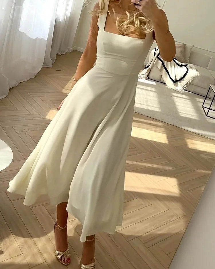 Women's Sleeveless Square Neck Maxi Dress