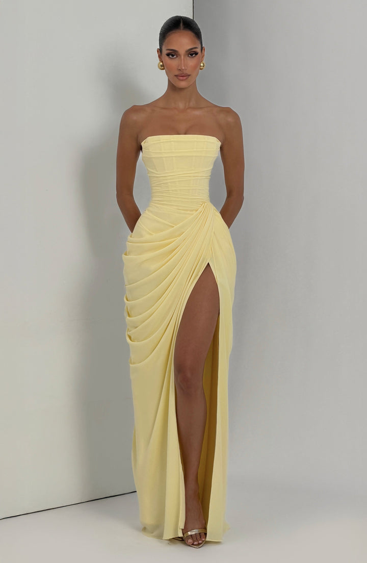 Olivia | Women's Maxi Dress with Lace-Up and Side Slit