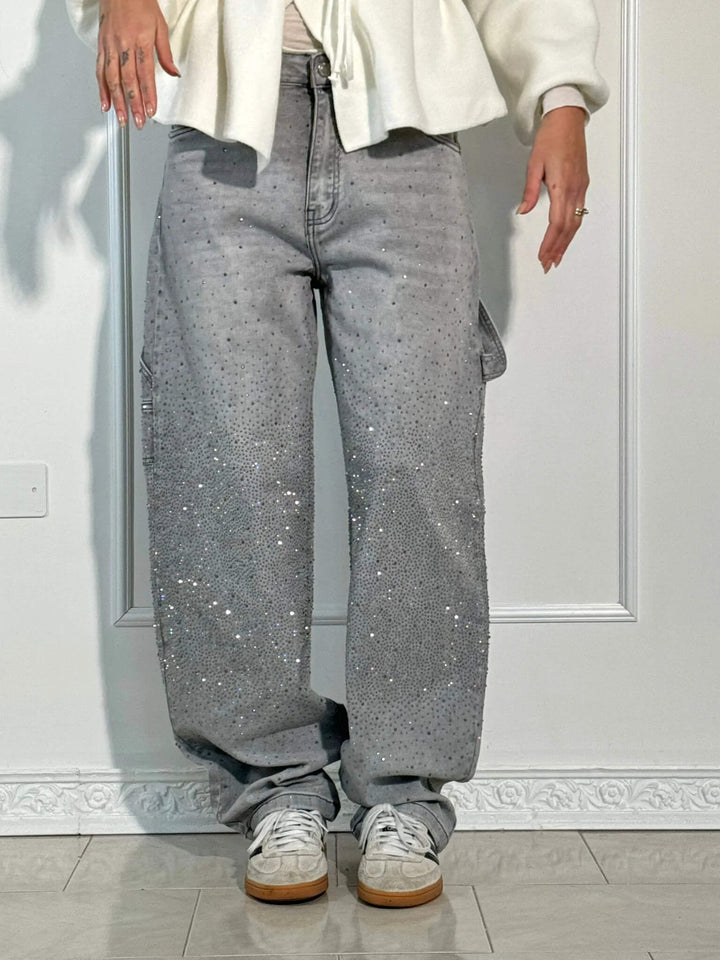 Shiny Carpenter-Style Denim Jeans