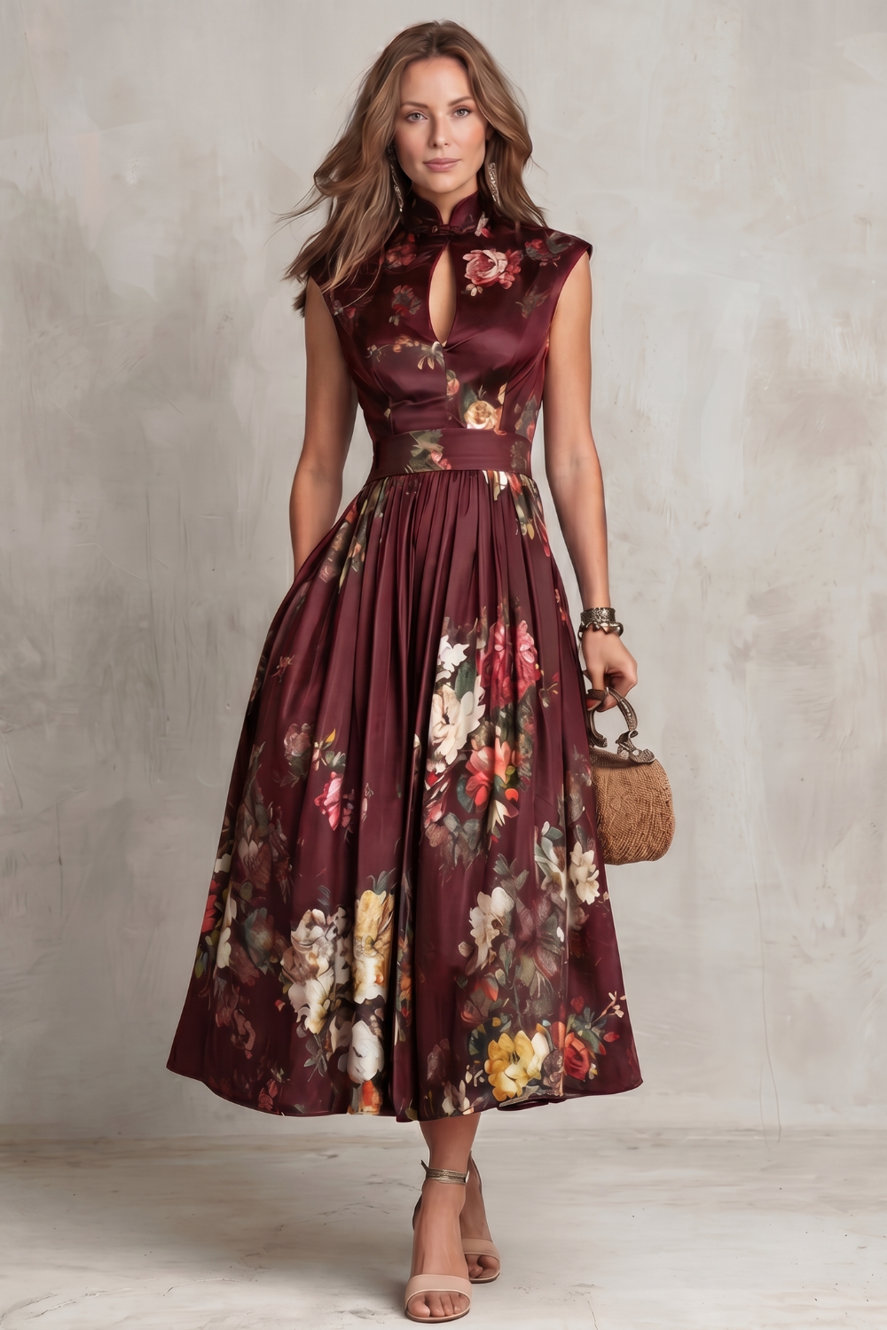 Noirelle | Women's Sleeveless Floral Midi Dress