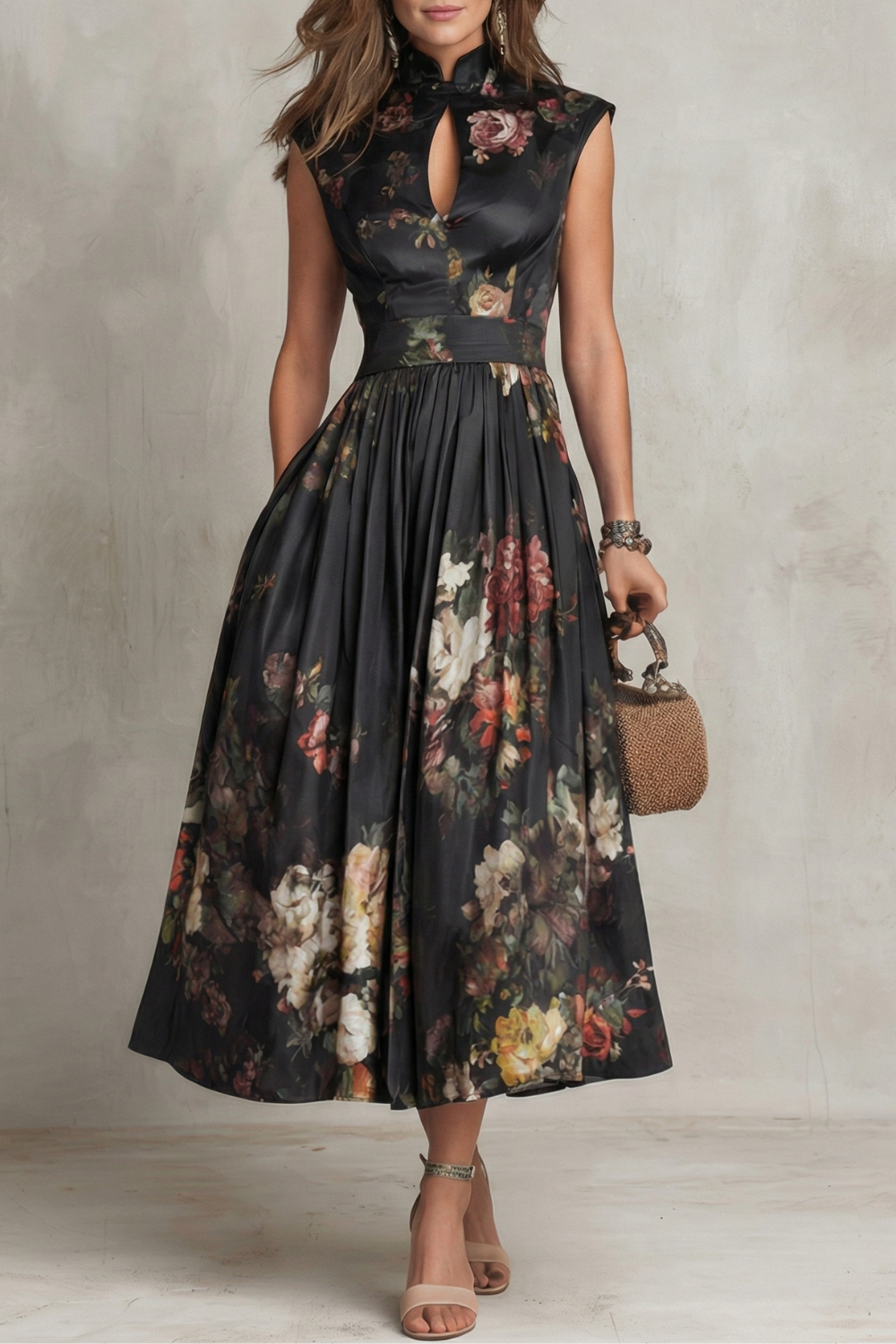 Noirelle | Women's Sleeveless Floral Midi Dress