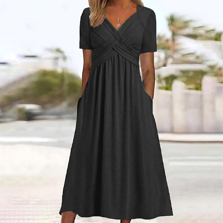 Sacha | Women's Casual Elegance Midi Dress with Pockets