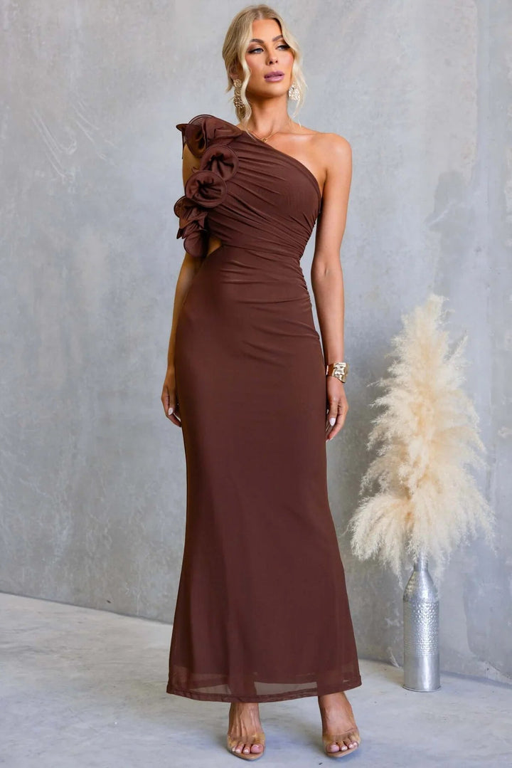 Women's One-Shoulder Maxi Dress with Ruffle