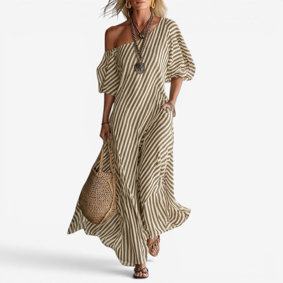 Inoni | Women's Off-Shoulder Striped Maxi Dress