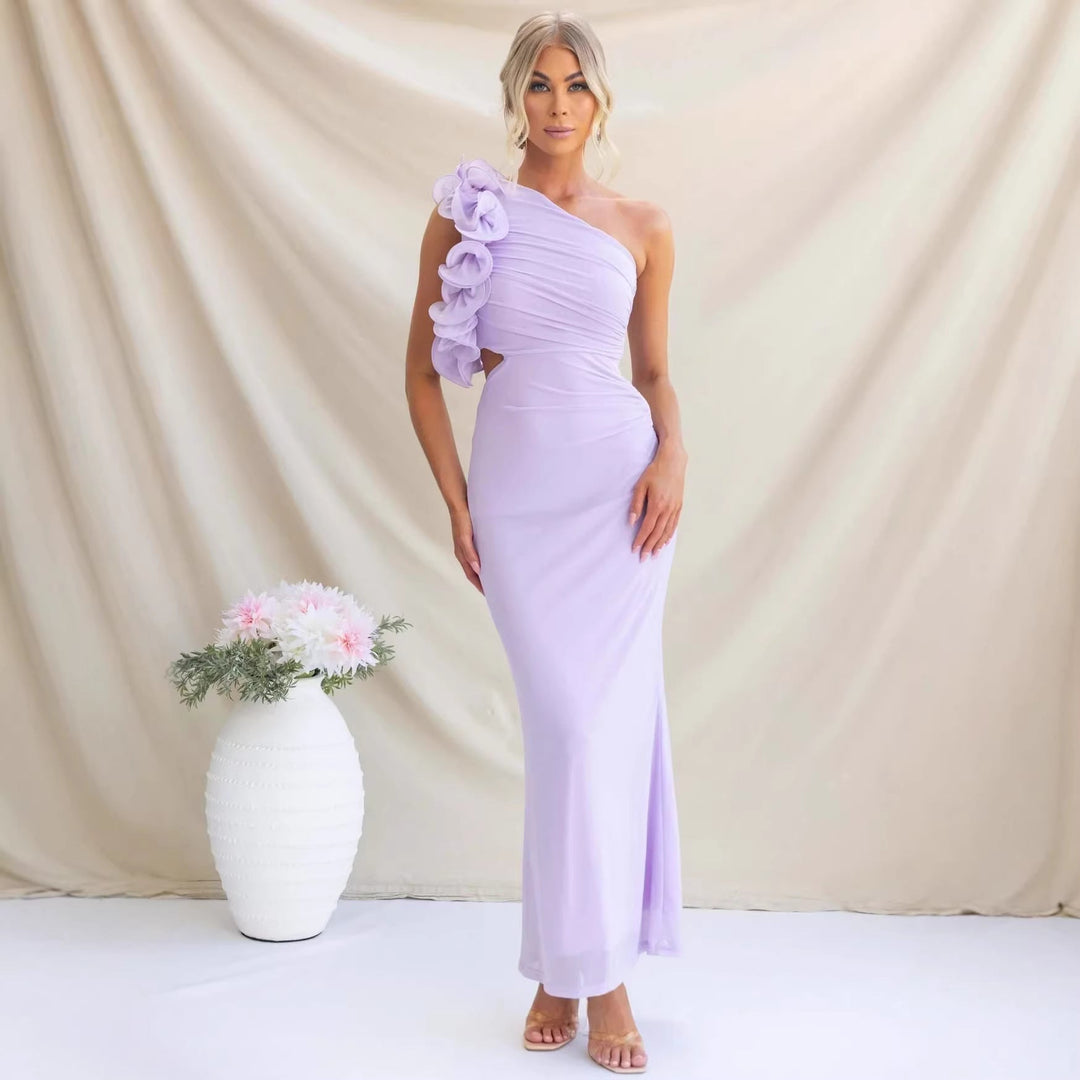 Women's One-Shoulder Maxi Dress with Ruffle