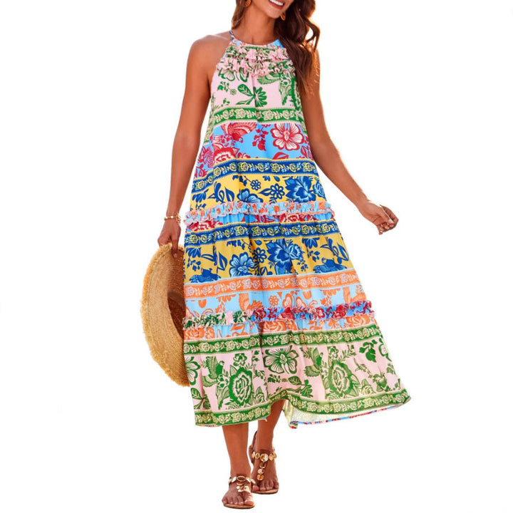 FELICITY™ – Stylish Bohemian Halter Maxi Dress with Tiered Design