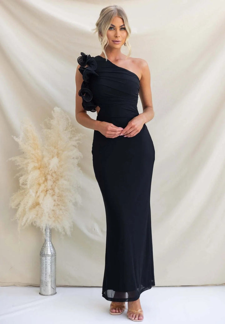 Women's One-Shoulder Maxi Dress with Ruffle