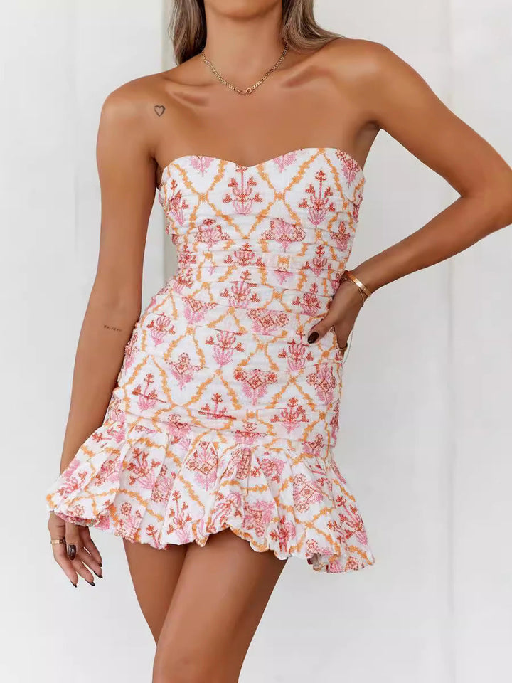 Women's Sleeveless Mini Dress with Ruffle Hem