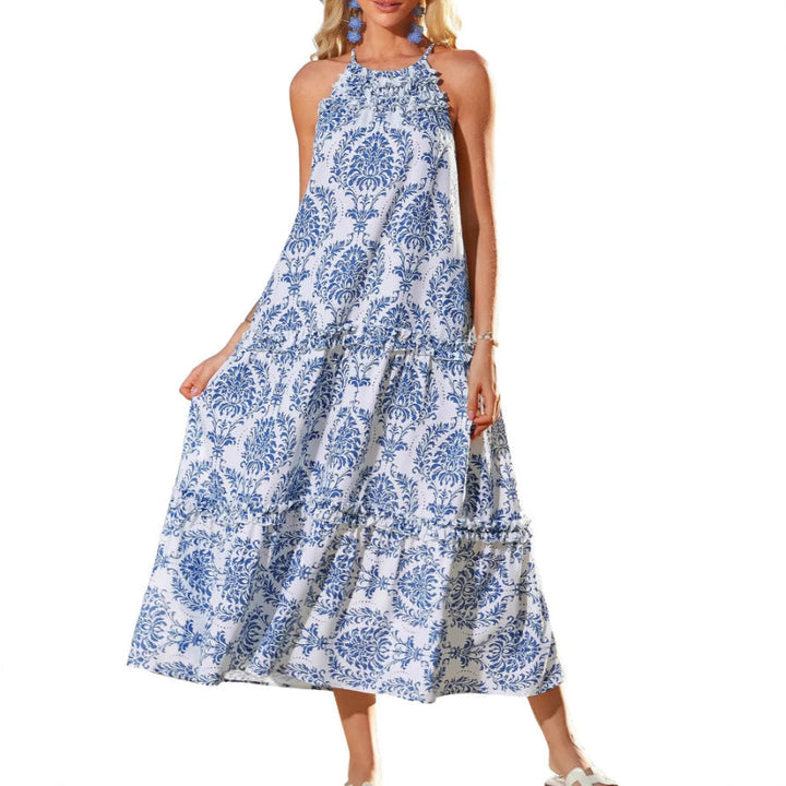 FELICITY™ – Stylish Bohemian Halter Maxi Dress with Tiered Design