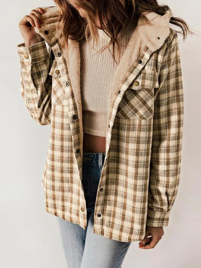 AMELIA™ - Women's Hooded Plaid Flannel Jacket for Fall and Winter