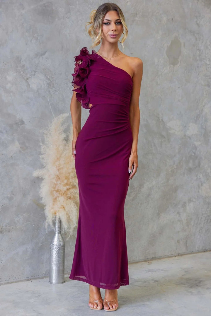 Women's One-Shoulder Maxi Dress with Ruffle