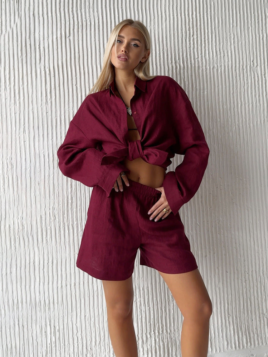 Women's Set with Buttons and Long Sleeves