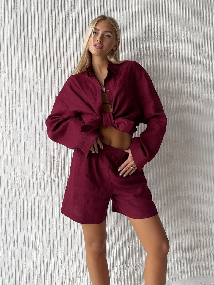 Women's Set with Buttons and Long Sleeves