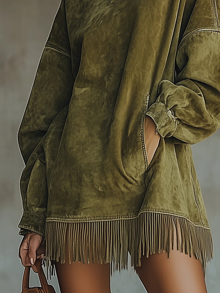 Mara™ - Cozy Suede Fringe Dress