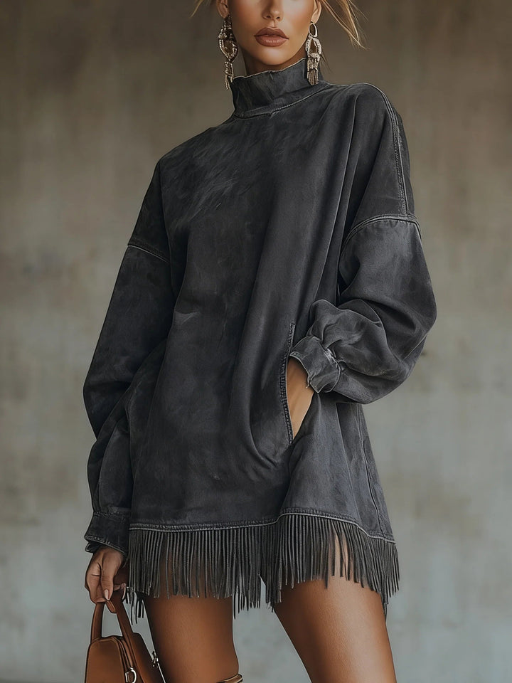 Mara™ - Cozy Suede Fringe Dress