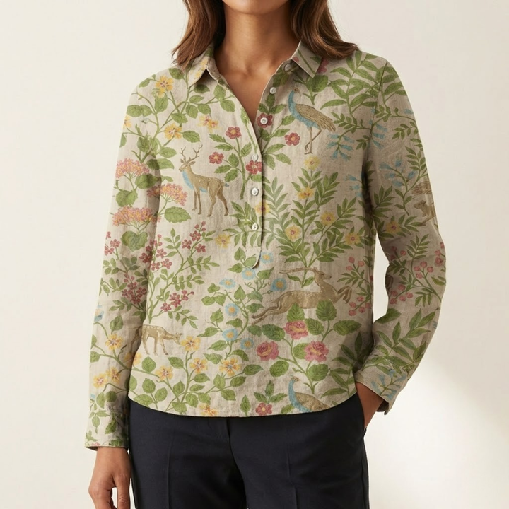 Elena | Women's Longline Patterned Shirt
