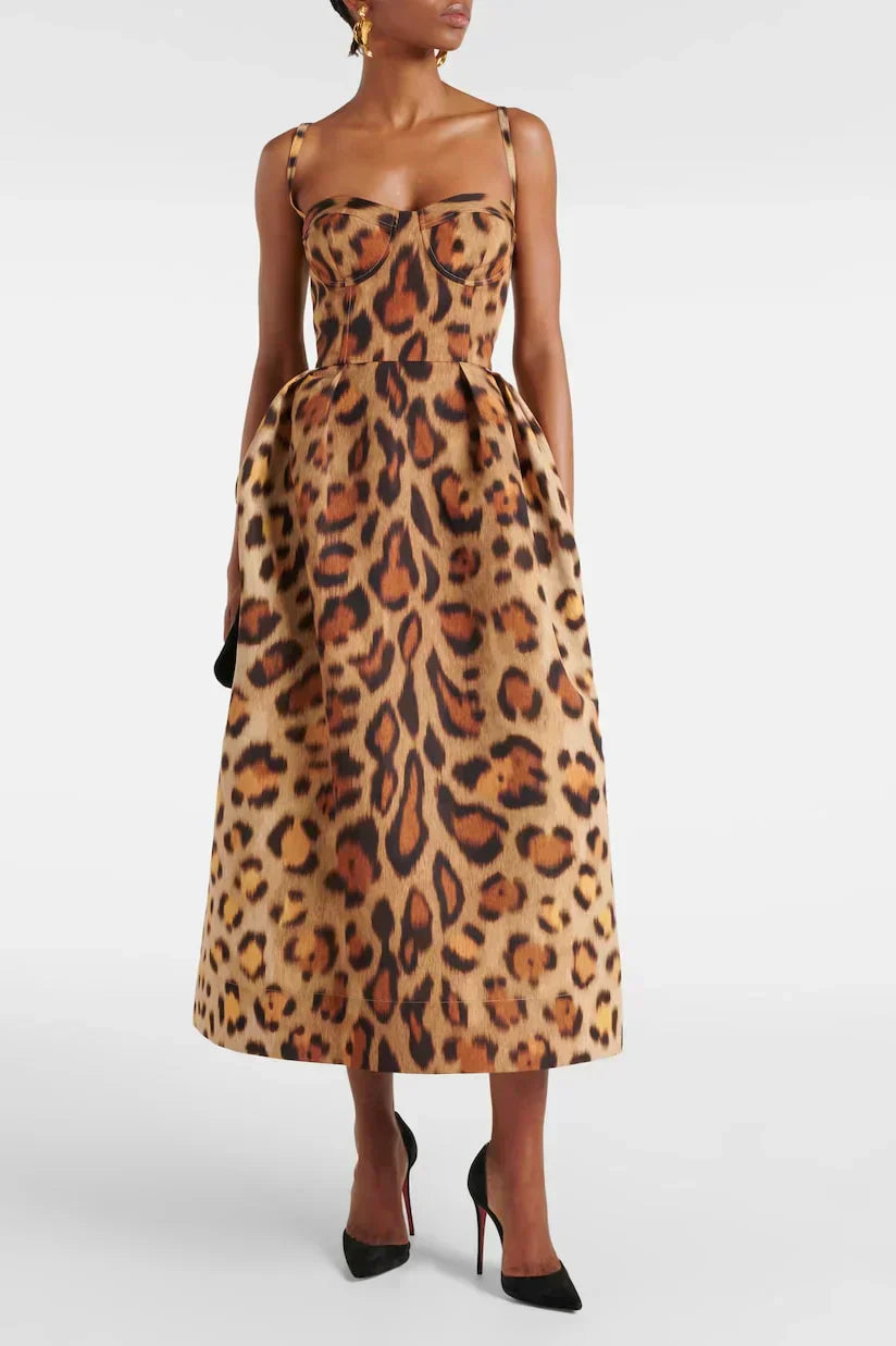 Tiana | Women's Leopard Print Midi Dress