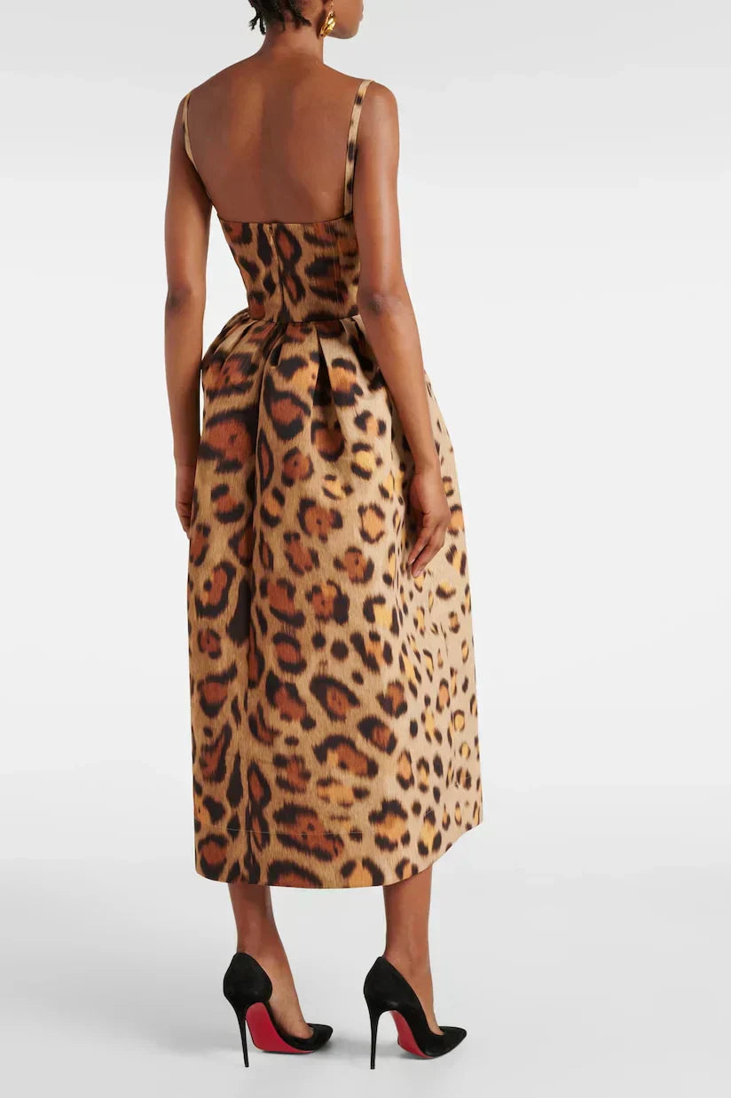 Tiana | Women's Leopard Print Midi Dress