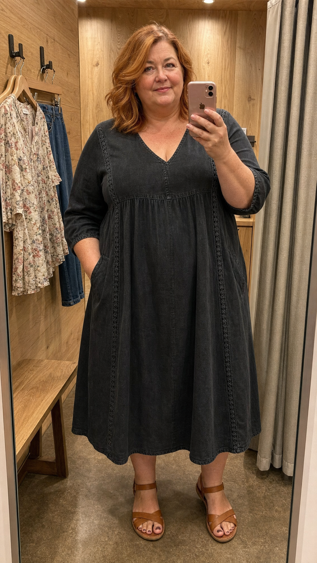 Antonia A-Line Maxi Dress with 3/4 Sleeves