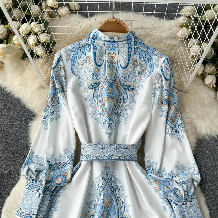 Floral A-Line Dress with Belt