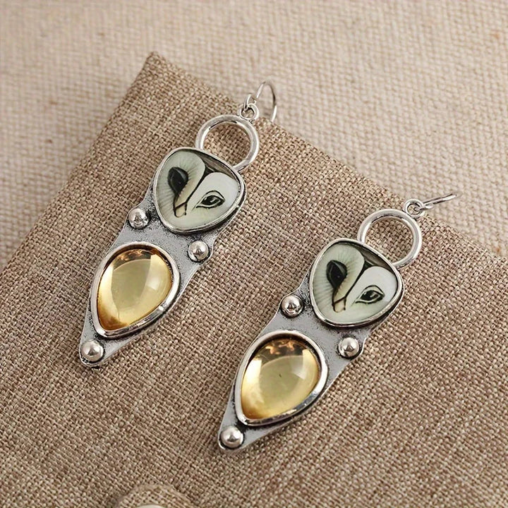 Boho Owl Drop Earrings - Hypoallergenic Design for Sensitive Ears