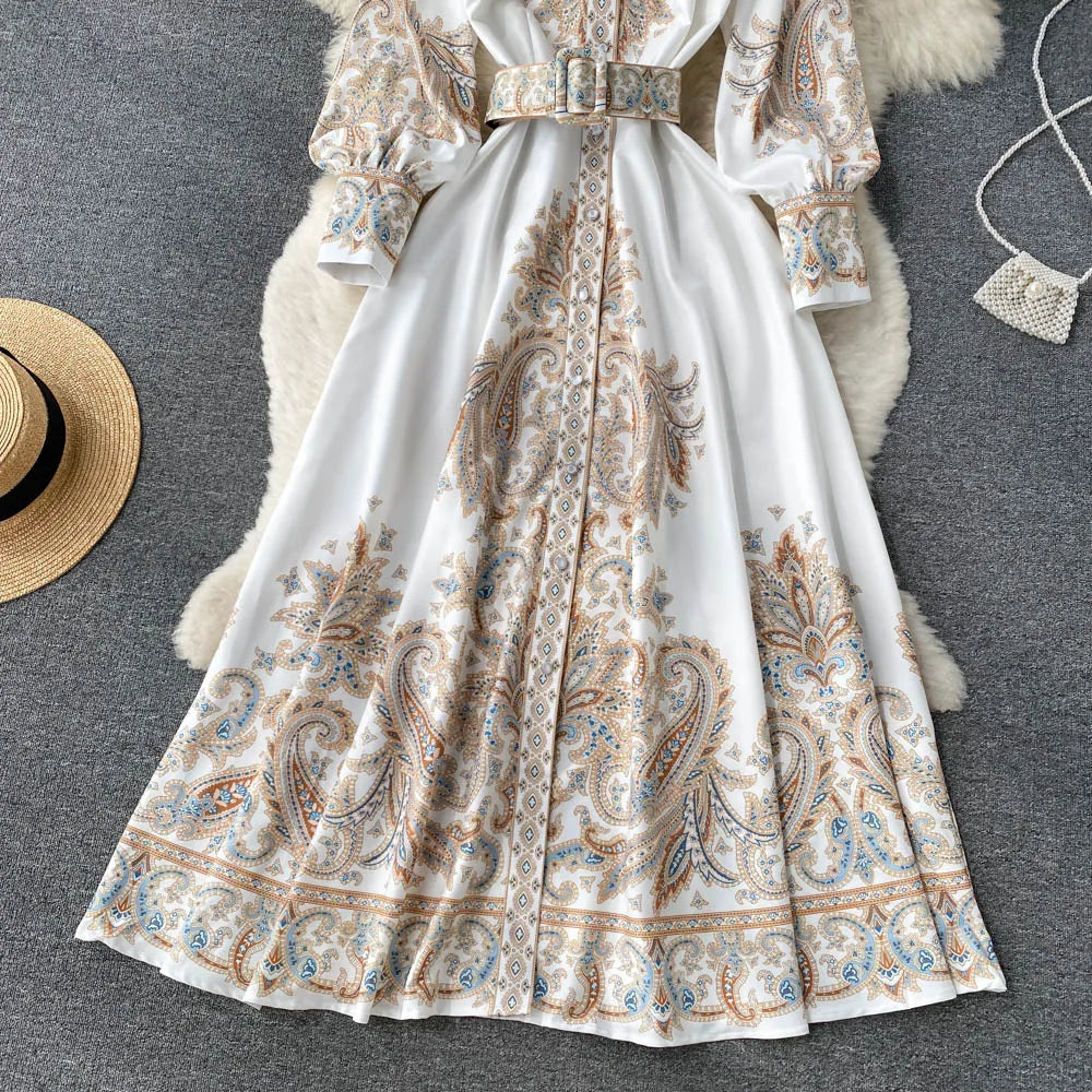 Floral A-Line Dress with Belt