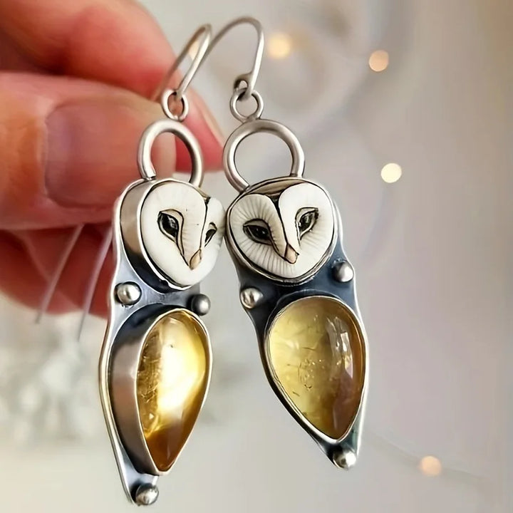 Boho Owl Drop Earrings - Hypoallergenic Design for Sensitive Ears