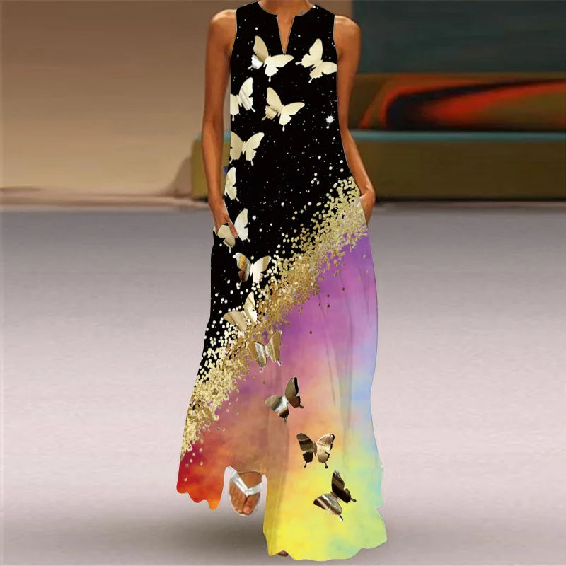 Aurelia™ A-Line Dress with Floral Butterfly Design
