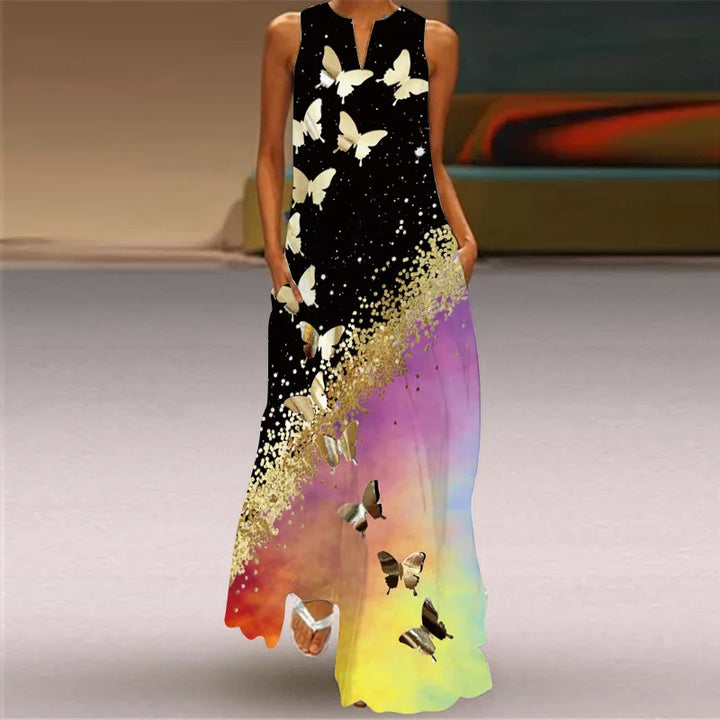 Aurelia™ A-Line Dress with Floral Butterfly Design