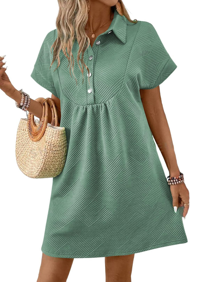Amber | Chic Midi Dress with Batwing Sleeves and Stylish Collar