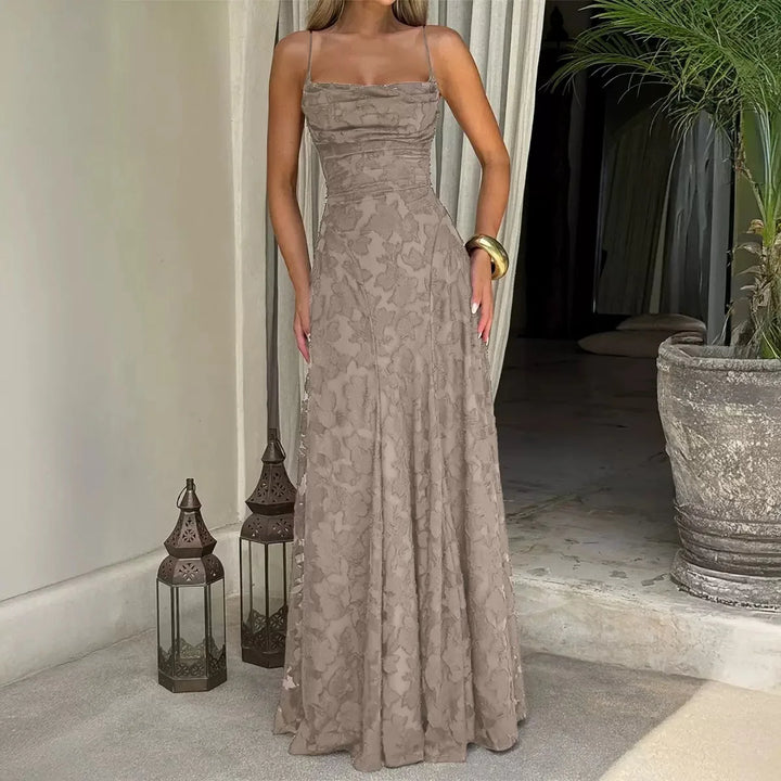 Women's Maxi Dress with Lace-Up Detail