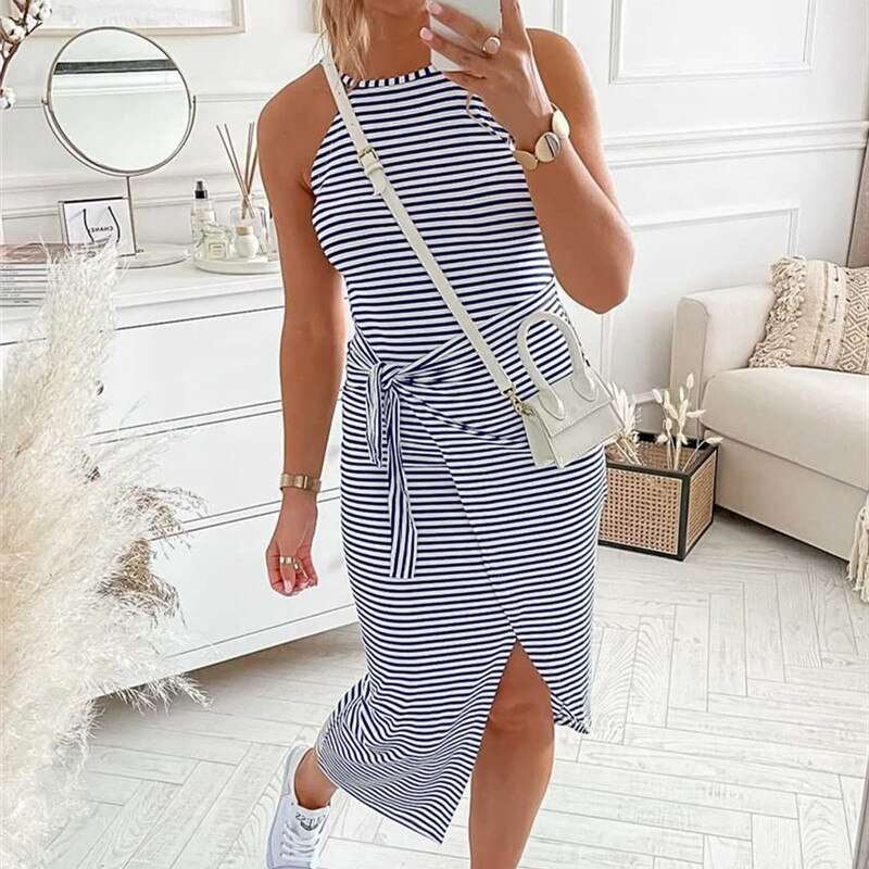 Bénanique™️ Striped Midi Dress - Casual Style